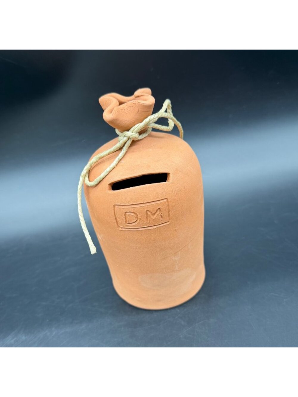 Terracotta Sack Coin Bank DM SpVgg Lagerlechfeld Germany 1989 Vintage Handmade